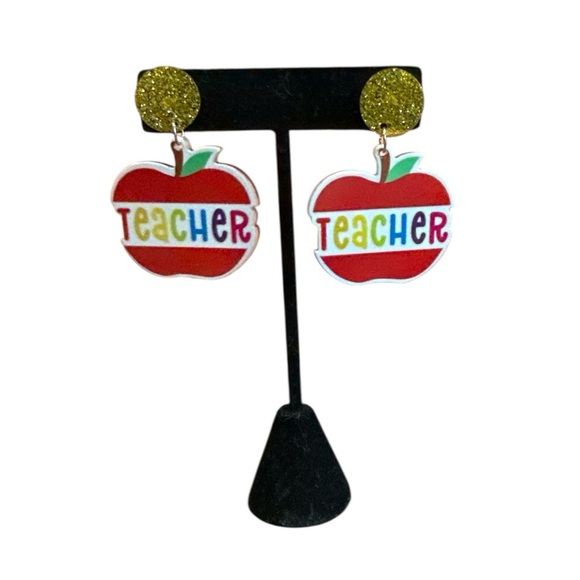 3/$20 Colorful Teacher Apple Earrings - Picture 3 of 7